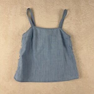 Madewell Chambray Button Side Tank Top Size S Blue Cotton Casual Minimalist